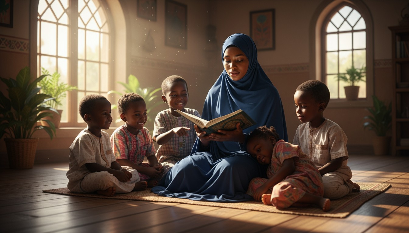 Nigerian woman teaching Quran at home